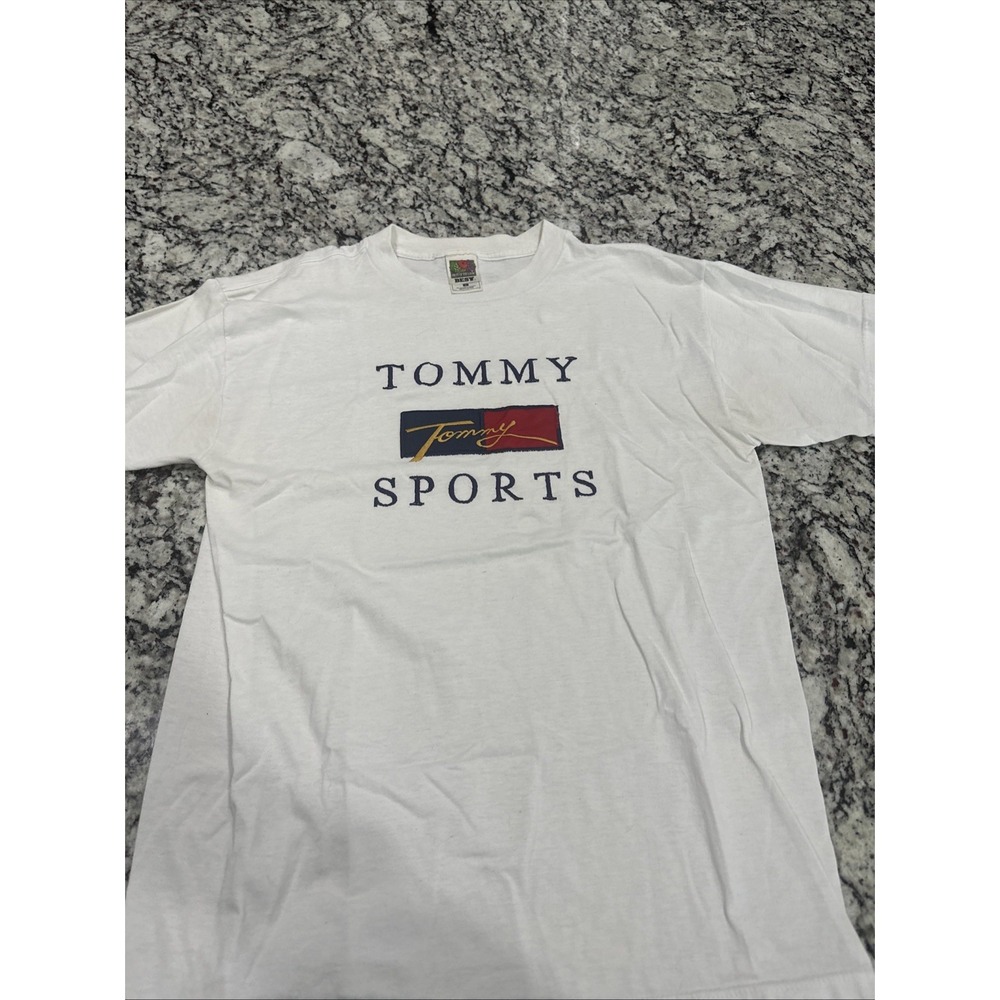 Tommy Hilfiger Sports T-Shirt Women XL White Graphic Print Short Sleeve Pullover